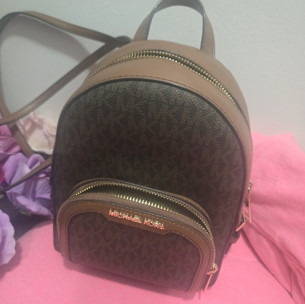 Michael Kors Brown and Tan Textured Backpack